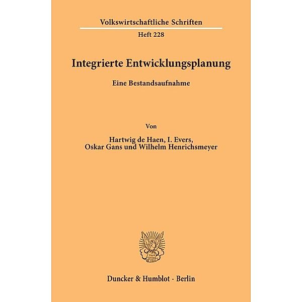 Integrierte Entwicklungsplanung., Hartwig de Haen, I. Evers, Oskar Gans