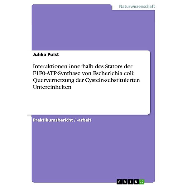 Interaktionen innerhalb des Stators der F1F0-ATP-Synthase von Escherichia coli: Quervernetzung der Cystein-substituierten Untereinheiten, Julika Pulst