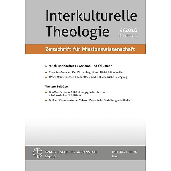 Interkulturelle Theologie. Zeitschrift für Missionswissenschaft (ZMiss), Christine Lienemann-Perrin, Johannes Triebel