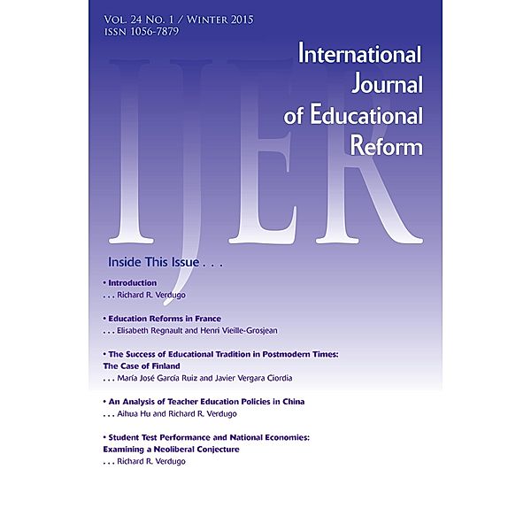 International Journal of Educational Reform: IJER Vol 24-N1, International Journal of Educational Reform