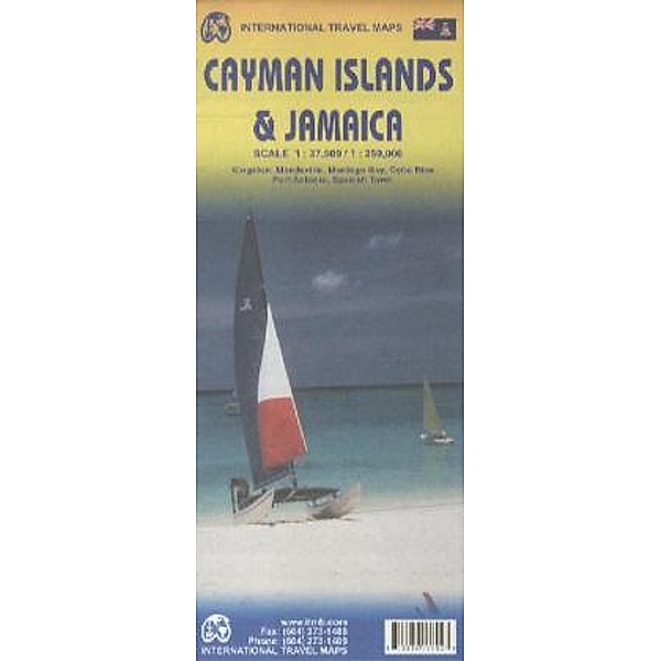 International Travel Map ITM Cayman Islands & Jamaica