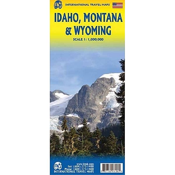 International Travel Map ITM Idaho, Montana & Wyoming