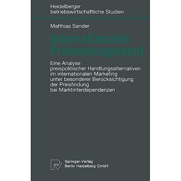 Internationales Preismanagement / Betriebswirtschaftliche Studien, Matthias Sander