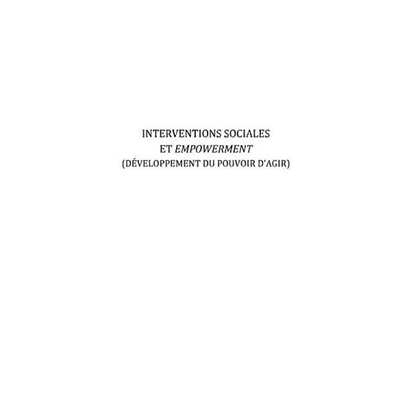 Interventions sociales et empowerment / Hors-collection, Bernard Vallerie