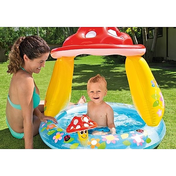 BAUER Intex BabyPool ''Mushroom'' mit Sonnenschutz, Wasserbedarf ca 45l, aufblasbare