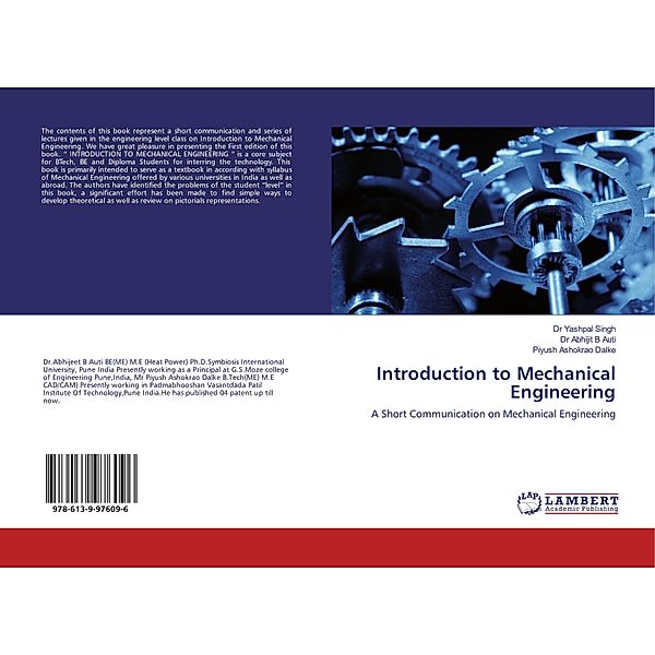 Introduction to Mechanical Engineering, Yashpal Singh, Abhijit B. Auti, Piyush Ashokrao Dalke