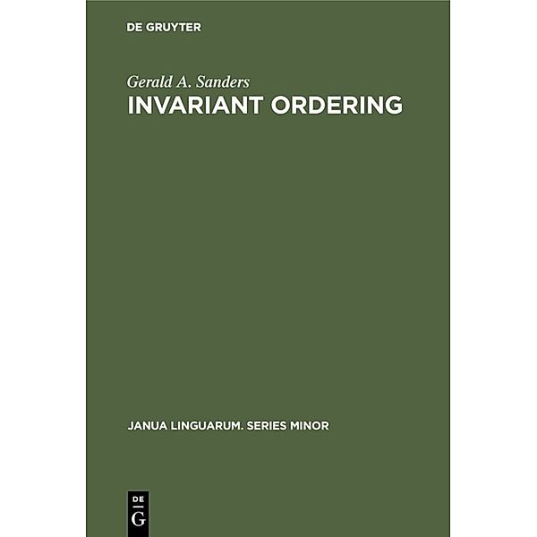 Invariant Ordering, Gerald A. Sanders