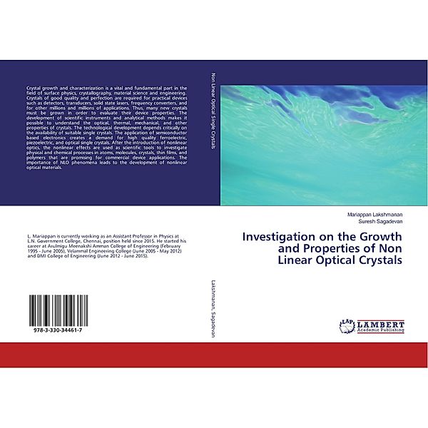 Investigation on the Growth and Properties of Non Linear Optical Crystals, Mariappan Lakshmanan, Suresh Sagadevan