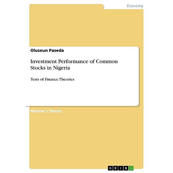 Investment Performance of Common Stocks in Nigeria, Oluseun Paseda