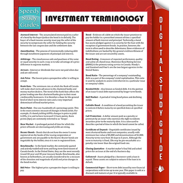 Investment Terminology, Speedy Publishing