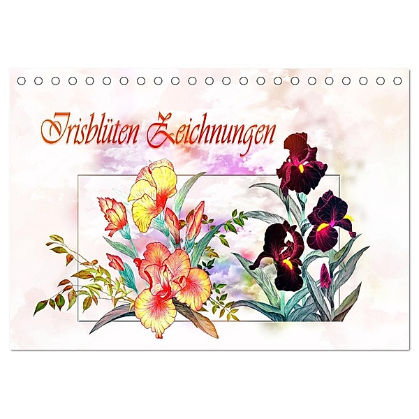 Irisblüten Zeichnungen (Tischkalender 2024 DIN A5 quer), CALVENDO Monatskalender, Dusanka Djeric