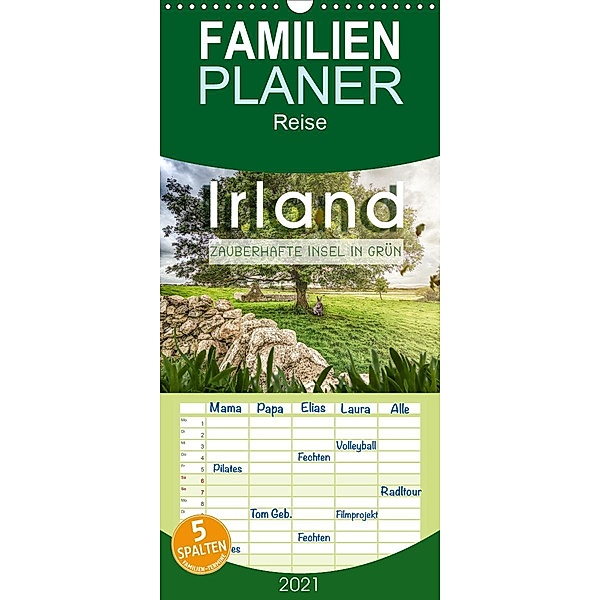 Irland - Zauberhafte Insel in grün - Familienplaner hoch (Wandkalender 2021 , 21 cm x 45 cm, hoch), Monika Schöb