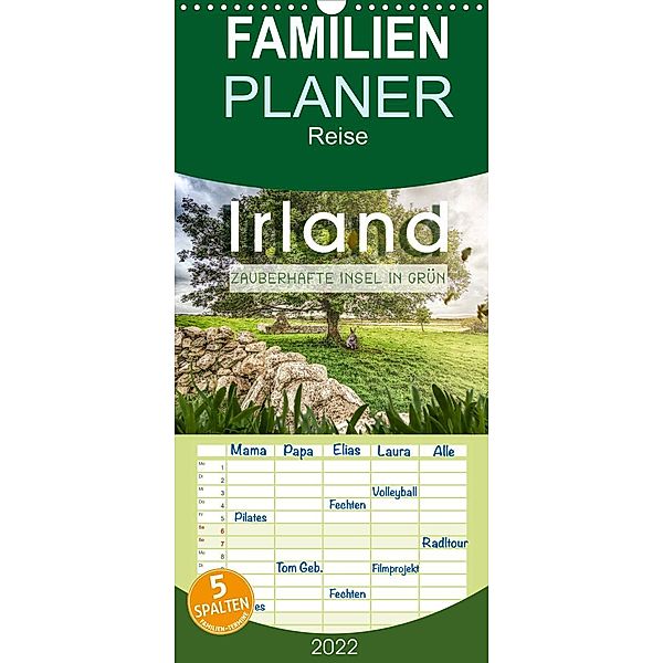 Irland - Zauberhafte Insel in grün - Familienplaner hoch (Wandkalender 2022 , 21 cm x 45 cm, hoch), Monika Schöb