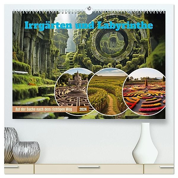 Irrgärten und Labyrinthe (hochwertiger Premium Wandkalender 2024 DIN A2 quer), Kunstdruck in Hochglanz, Steffen Gierok-Latniak