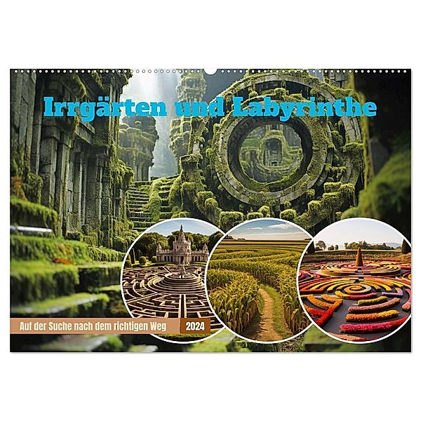 Irrgärten und Labyrinthe (Wandkalender 2024 DIN A2 quer), CALVENDO Monatskalender, Steffen Gierok-Latniak