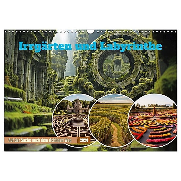Irrgärten und Labyrinthe (Wandkalender 2024 DIN A3 quer), CALVENDO Monatskalender, Steffen Gierok-Latniak