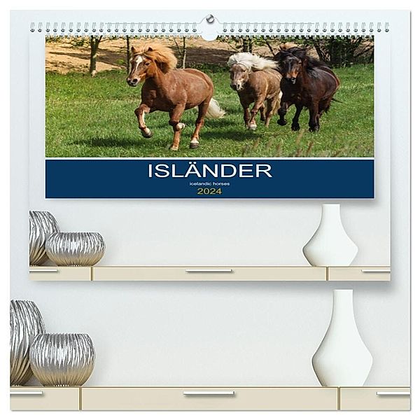 Isländer - icelandic horses (hochwertiger Premium Wandkalender 2024 DIN A2 quer), Kunstdruck in Hochglanz, Alexandra Hollstein