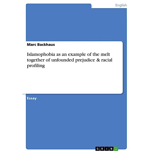 Islamophobia as an example of the melt together of unfounded prejudice & racial profiling, Marc Backhaus