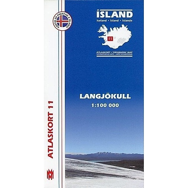 Island Atlaskort 11 Langjökull 1:100.000