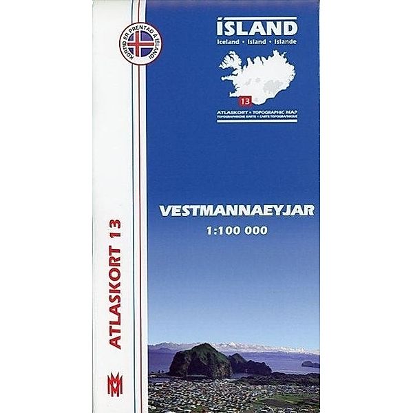 Island Atlaskort 13 Vestmannaeyjar 1:100.000