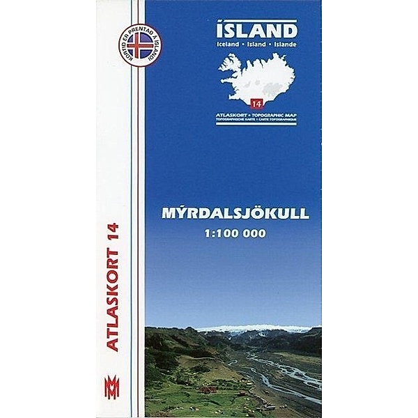 Island Atlaskort 14 Myrdalsjökull 1:100.000