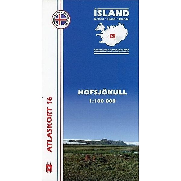 Island Atlaskort 16 Hofsjökull 1:100.000