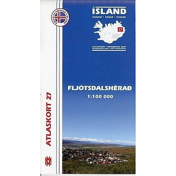 Island Atlaskort 27 Fljotsdalsherad 1:100.000