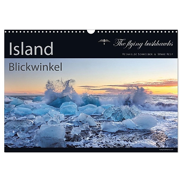 Island Blickwinkel 2024 (Wandkalender 2024 DIN A3 quer), CALVENDO Monatskalender, The flying bushhawks