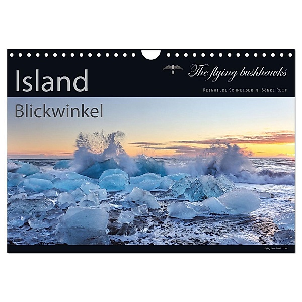 Island Blickwinkel 2024 (Wandkalender 2024 DIN A4 quer), CALVENDO Monatskalender, The flying bushhawks