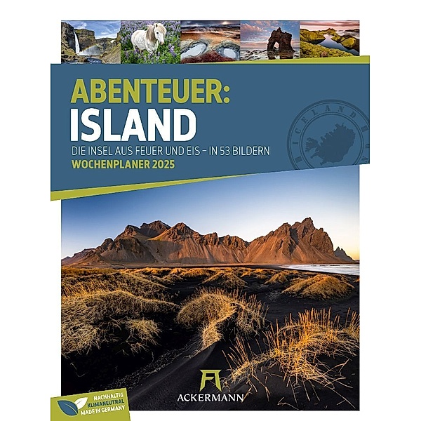 Island - Die Insel aus Feuer und Eis - Wochenplaner Kalender 2025, Ackermann Kunstverlag