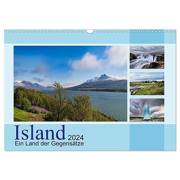 Island, ein Land der Gegensätze (Wandkalender 2024 DIN A3 quer), CALVENDO Monatskalender, Christiane calmbacher