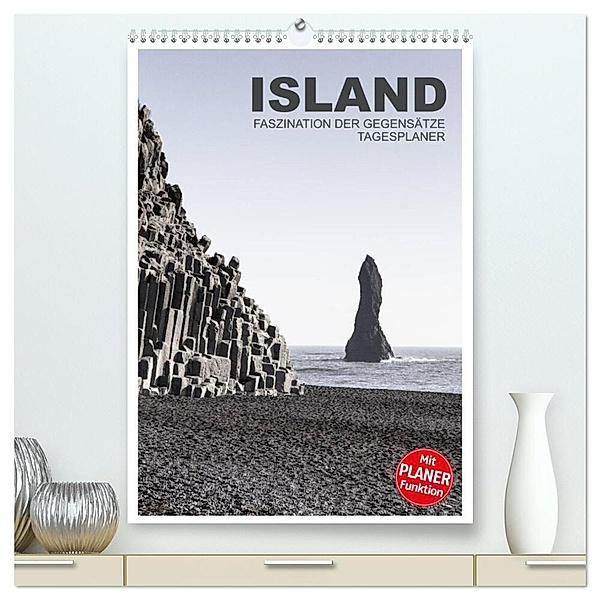 Island - Faszination der Gegensätze - Tagesplaner (hochwertiger Premium Wandkalender 2024 DIN A2 hoch), Kunstdruck in Hochglanz, Ingrid Steiner