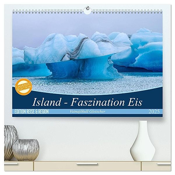 Island - Faszination Eis. Vatnajökull Gletscher (hochwertiger Premium Wandkalender 2025 DIN A2 quer), Kunstdruck in Hochglanz, Calvendo, Matthias Klenke