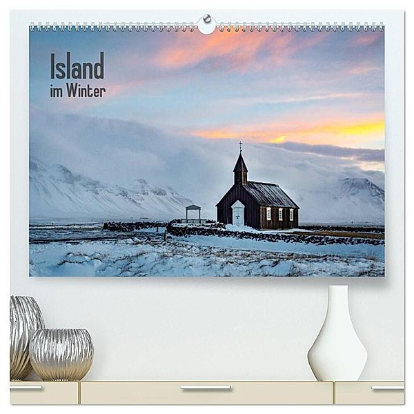 Island im Winter (hochwertiger Premium Wandkalender 2024 DIN A2 quer), Kunstdruck in Hochglanz, Nick Wrobel