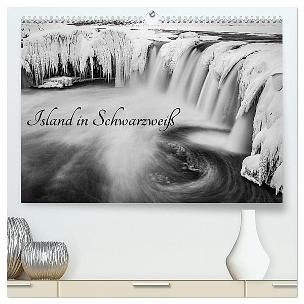 Island in Schwarzweiß (hochwertiger Premium Wandkalender 2024 DIN A2 quer), Kunstdruck in Hochglanz, Markus van Hauten