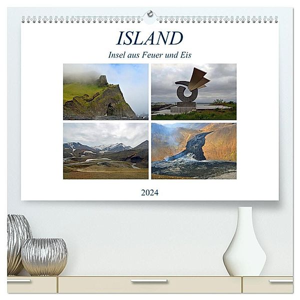 ISLAND, Insel aus Feuer und Eis (hochwertiger Premium Wandkalender 2024 DIN A2 quer), Kunstdruck in Hochglanz, Ulrich Senff
