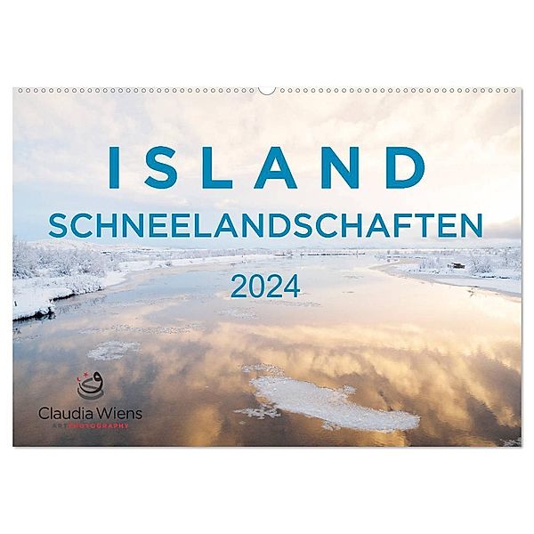 ISLAND - Schneelandschaften (Wandkalender 2024 DIN A2 quer), CALVENDO Monatskalender, Claudia Wiens