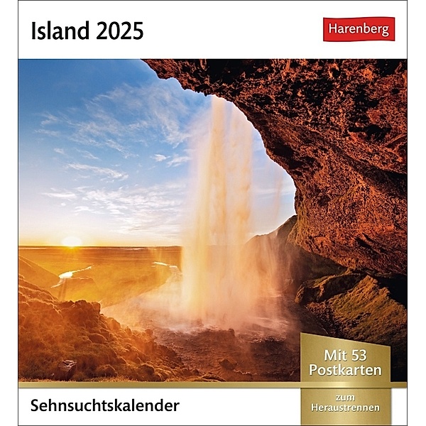 Island Sehnsuchtskalender 2025 - Wochenkalender mit 53 Postkarten
