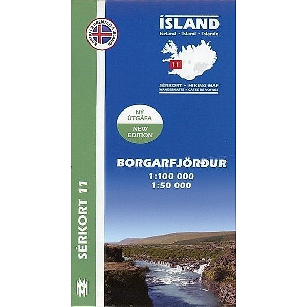Island Serkort 11 Borgarfjordur 1 : 100 000