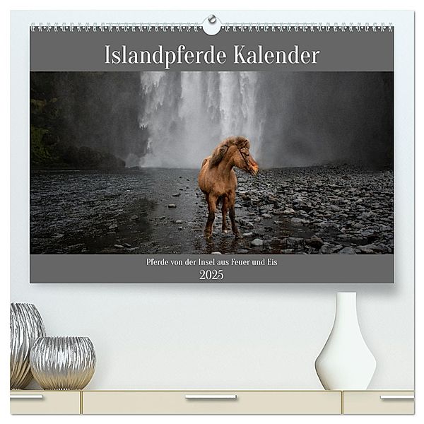 Islandpferde Kalender - Pferde von der Insel aus Feuer und Eis (hochwertiger Premium Wandkalender 2025 DIN A2 quer), Kunstdruck in Hochglanz, Calvendo, Alexandra Voth