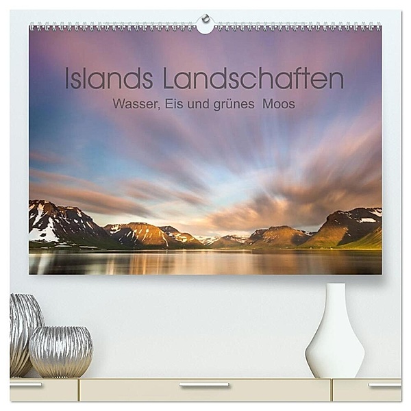 Islands Landschaften - Wasser, Eis und grünes Moos (hochwertiger Premium Wandkalender 2024 DIN A2 quer), Kunstdruck in Hochglanz, Salke Hartung