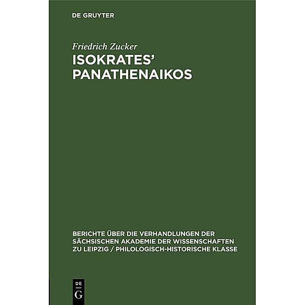 Isokrates' Panathenaikos, Friedrich Zucker