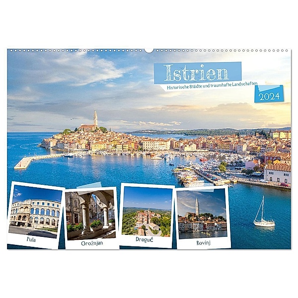 Istrien - Historische Städte und traumhafte Landschaften (Wandkalender 2024 DIN A2 quer), CALVENDO Monatskalender, Tilo Grellmann