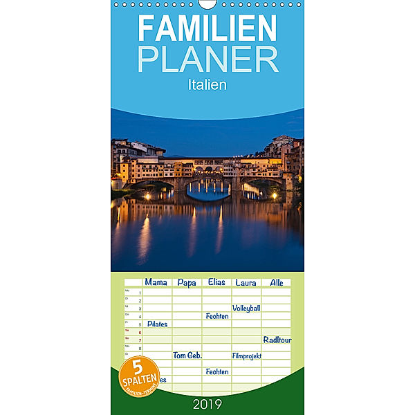 Italien, Terminplaner - Familienplaner hoch (Wandkalender 2019 , 21 cm x 45 cm, hoch), Gunter Kirsch