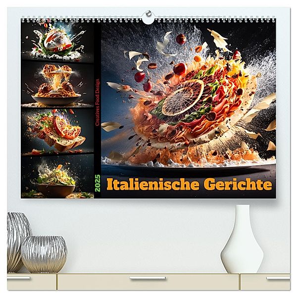 Italienische Gerichte (hochwertiger Premium Wandkalender 2025 DIN A2 quer), Kunstdruck in Hochglanz, Calvendo, Dirk Meutzner