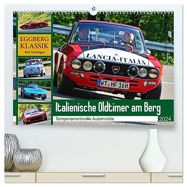 Italienische Oldtimer am Berg (hochwertiger Premium Wandkalender 2024 DIN A2 quer), Kunstdruck in Hochglanz, Ingo Laue