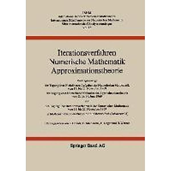 Iterationsverfahren Numerische Mathematik Approximationstheorie / International Series of Numerical Mathematics Bd.15, COLLATZ, MEINARDUS, Unger, Werner
