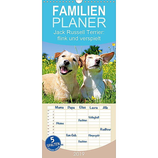 Jack Russell Terrier: flink und verspielt - Familienplaner hoch (Wandkalender 2019 , 21 cm x 45 cm, hoch)