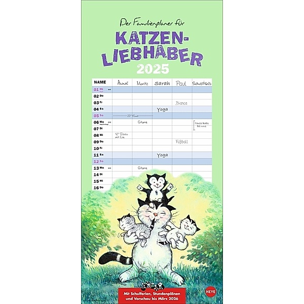Jacob Familienplaner für Katzenliebhaber 2025, Sven Hartmann