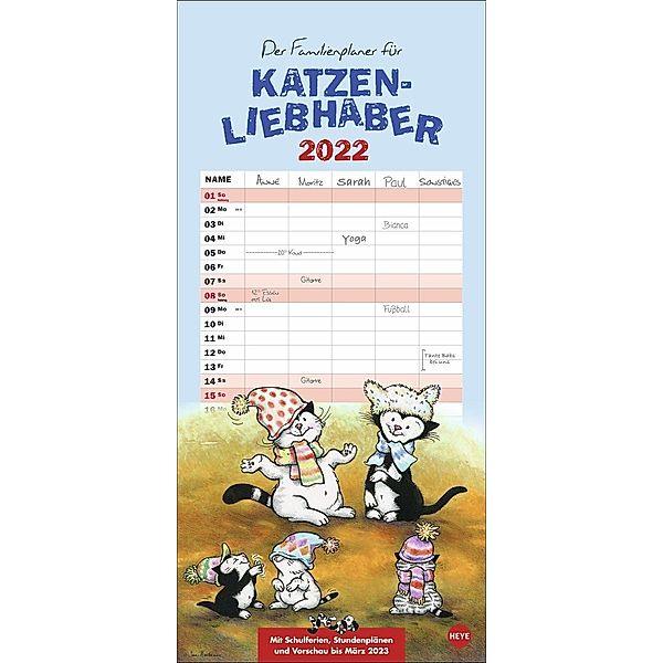 Jacob Familienplaner für Katzenliebhaber Kalender 2022, Sven Hartmann